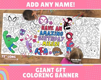 GIANT Amazing Friends Coloring Banner | Customizable 6 Feet Long | 30&quot; x 72&quot; inches | Huge Table Covering to Color