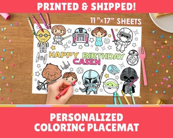 Space Wars Custom Coloring Placemat | 11" x 17" inches | Personalized Coloring Sheet | Physical Item