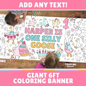 One Silly Goose Coloring Banner | Kids Party Activity (30" x 72")