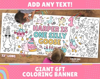 One Silly Goose Coloring Banner | Kids Party Activity (30" x 72")
