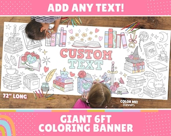 Giant Book Club Coloring Banner | 6 ft Paper Tablecloth