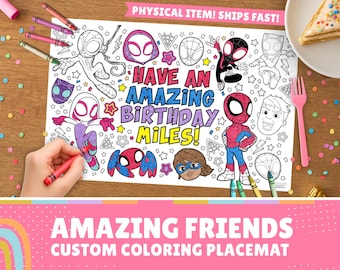 Amazing Friends Custom Coloring Placemat | 11" x 17" inches | Personalized Coloring Sheet | Physical Item