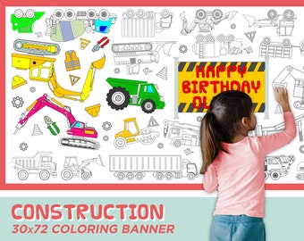 Construction Coloring Banner