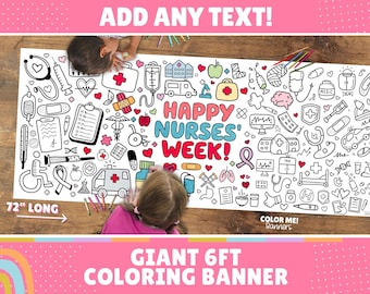 Nurse Doodles Coloring Banner | Customizable 6ft Table Cover