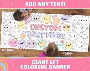 Giant Smiley Face Coloring Banner | 6-Foot Kids' Tablecloth