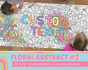 GIANT Floral Coloring Banner or Poster | School Activity | Paper Tablecloth for Adult Coloring | 30" x 72" inches