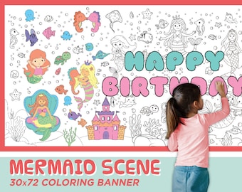 Mermaid Coloring Banner