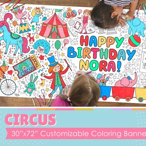GIANT Circus Coloring Banner Poster | 6 Feet Long | 30&quot; x 72&quot; inches | Huge Tablecloth Covering to Color for Birthdays