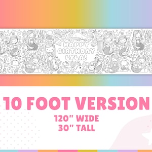 Mermaids Coloring Banner | Giant Birthday Party Tablecloth (30" x 72") 10ft