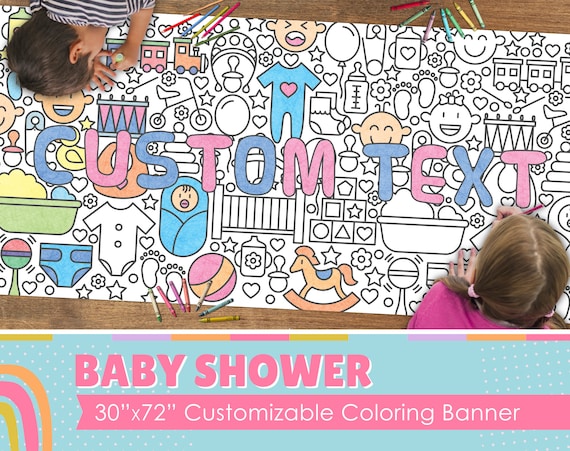 GIANT Baby Shower Coloring Banner  | Coloring Poster | School Activity | Kids Coloring Activity | Coloring Tablecloth | 30" x 72" inches