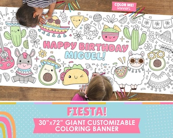 Giant Fiesta Coloring Banner: Cinco de Mayo Party Tablecloth (6 ft Long)