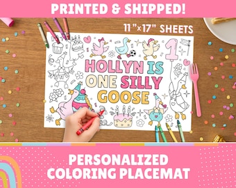 One Silly Goose Custom Coloring Placemat | 11" x 17" inches | Personalized Coloring Sheet | Physical Item