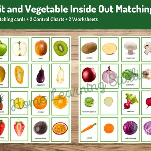Fruits and Vegetables Inside Out Matching Montessori Cards