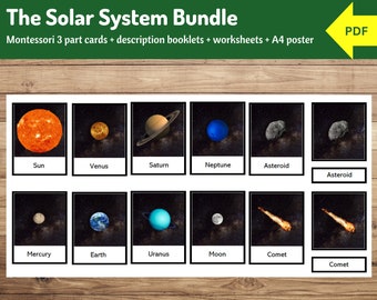 school project solar system Solar System Printable Worksheet | Montessori Resources | Educational | Planets Flashcards | Space Activity