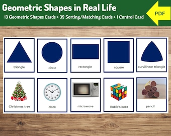 Geometric Shapes in Real Life | 13 Geometric Shapes + 39 Matching Cards