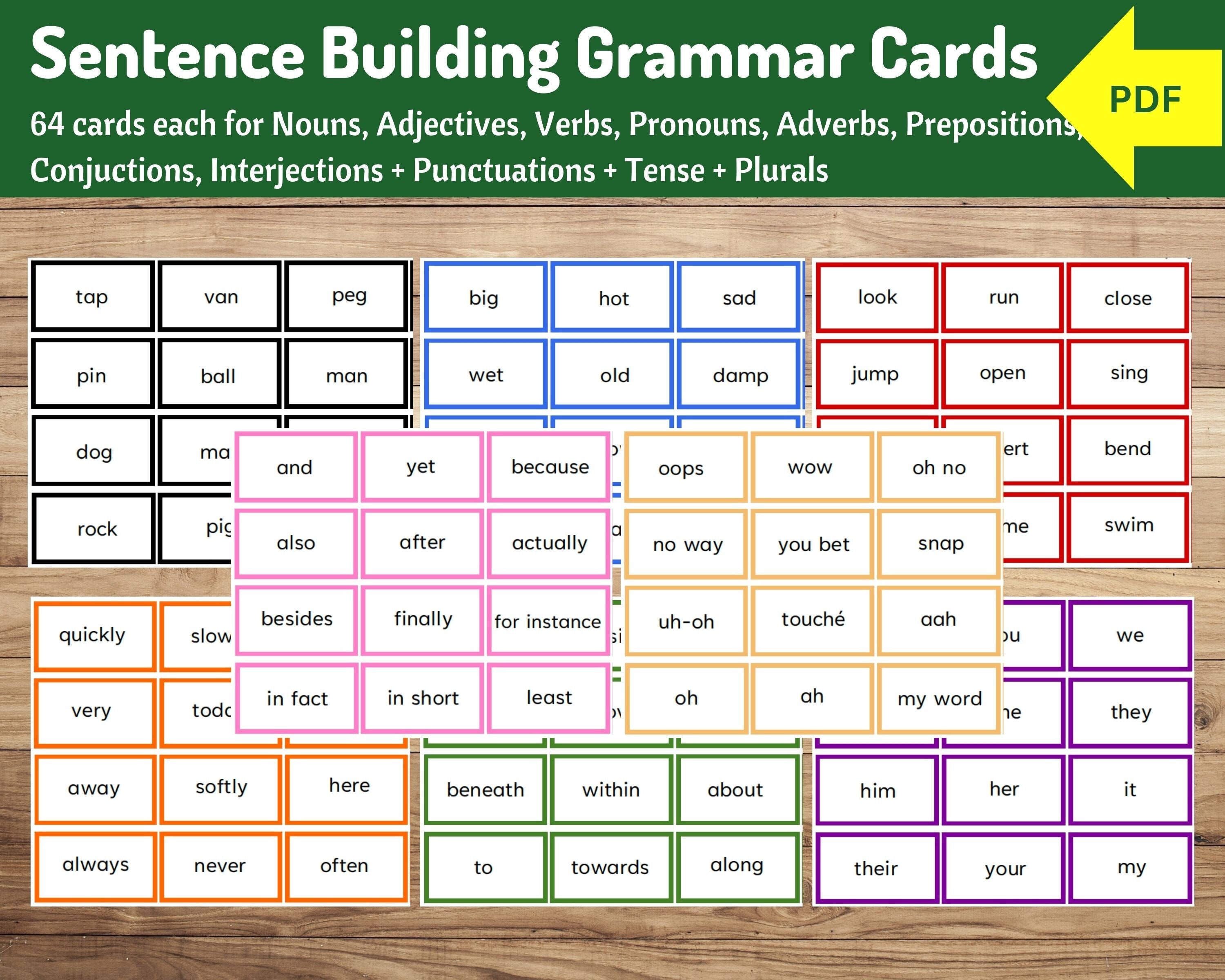 105 free sentence building cards - ESL Vault