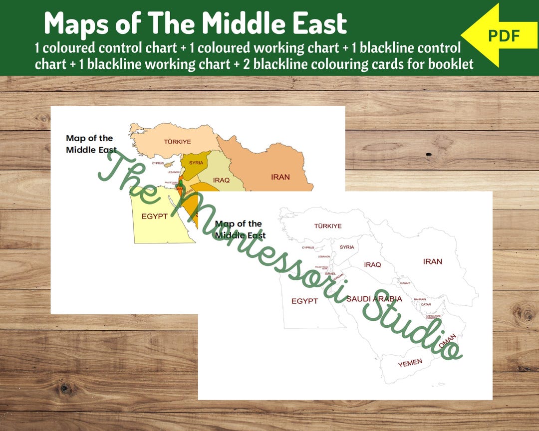 Map of the Middle East Montessori Bundle - Etsy
