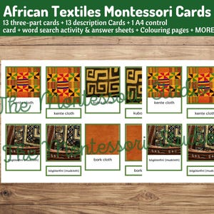 African Textiles Montessori 3-Part Cards | Learn About African Culture