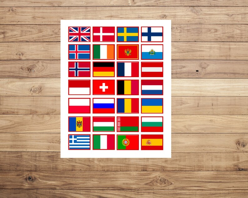 Flags of Europe 44 Montessori Three Part Cards 44 Mini Flags 7