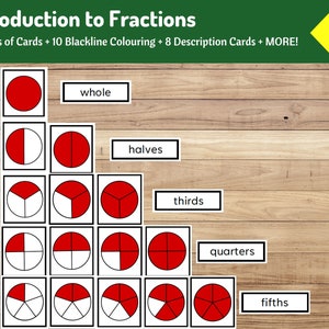 Introduzione alle frazioni / Carte Montessori e colorazione / Matematica KS1 e KS2
