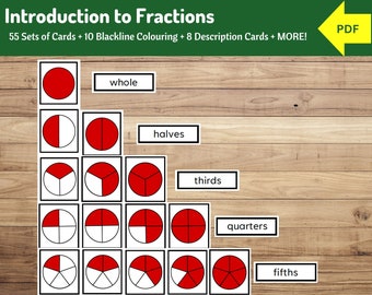 Introduction to Fractions | Montessori Cards and Colouring | KS1 and KS2 Maths