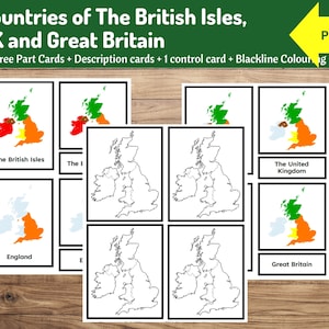 Landen op de Britse eilanden, het Verenigd Koninkrijk en het Verenigd Koninkrijk | Montessori-geografie
