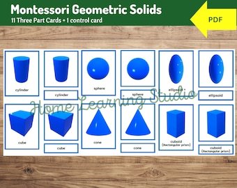 Montessori Geometric Solids Cards | 11 Geometric Shapes | Math for Kids