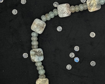 Handmade Blue Quartz Gemstone Bracelet with Silver Clasp