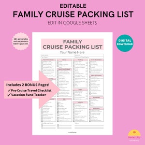 Editable Packing List Family Packing List Cruise Checklist Travel Checklist Family Cruise Vacation Packing List Template Travel Agent
