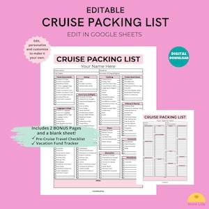 Editable Packing List Cruise Packing List Cruise Travel Checklist Travel Packing List Template Wedding Honeymoon Travel Agents