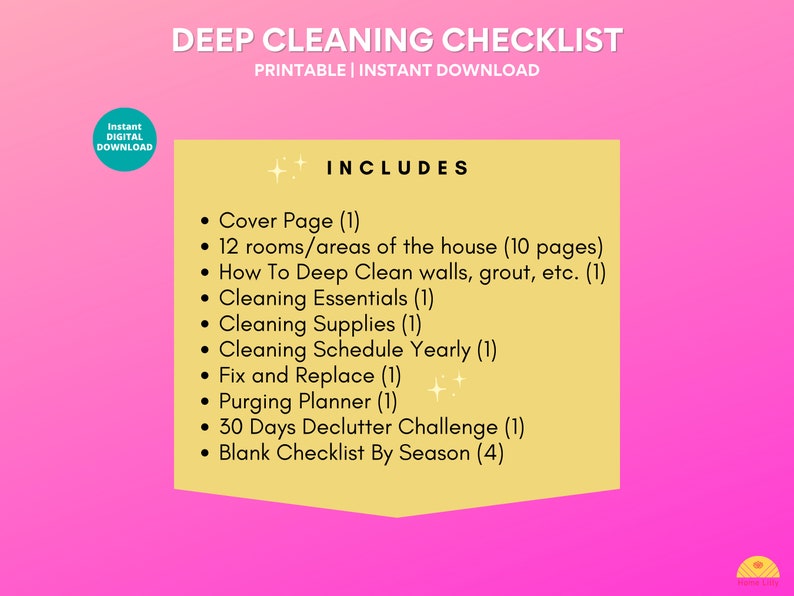 Deep Cleaning Checklist Printable House Cleaning Checklist by Room