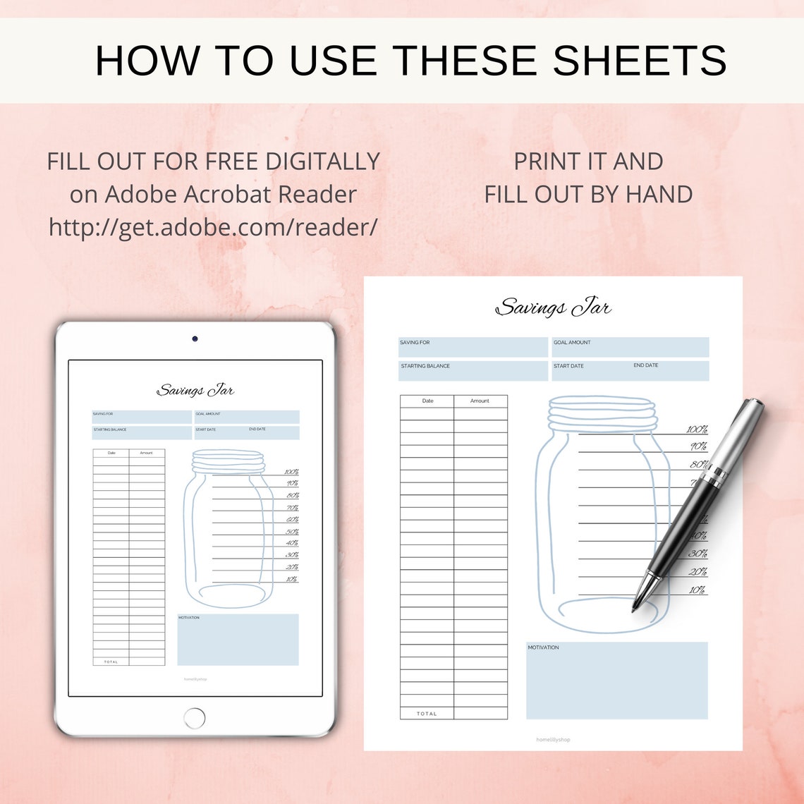 Savings Planner Printable Savings Tracker Savings Challenge Family ...