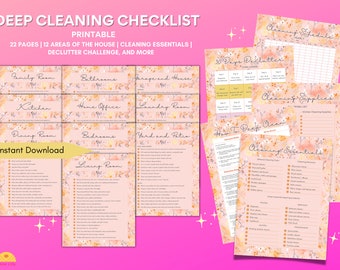 Deep Cleaning Checklist Printable: Home Cleaning Guide (Digital Download)