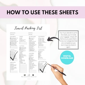 Travel Packing List Printable: Pre-filled & Blank (Digital Download) image 5