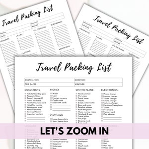 Travel Packing List Printable: Pre-filled & Blank (Digital Download) image 6