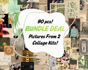 Kit de collage minimalista vintage de anime: 90 impresiones (descarga digital)
