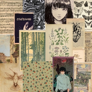 50 PCS Vintage Anime Wall Collage Kit | Cottagecore Prints | Pinterest Prints | Aesthetic Printables | Digital Download