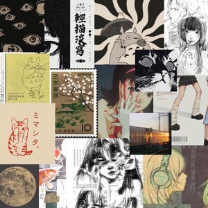 Kit de collage de pared de anime de 40 piezas / Pósteres minimalistas estéticos / Decoración de pared imprimible / Impresiones de Pinterest / Descarga digital