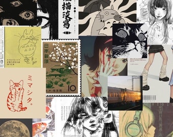 Anime Aesthetic Minimalist Wall Collage Kit | 40 Prints (Digital Download)