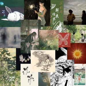 50 Teile Anime Collage Kit PT2 | Ästhetische Wanddekoration | Grün Ästhetik | Minimalistische Poster | Pinterest Prints | Digitaler Download