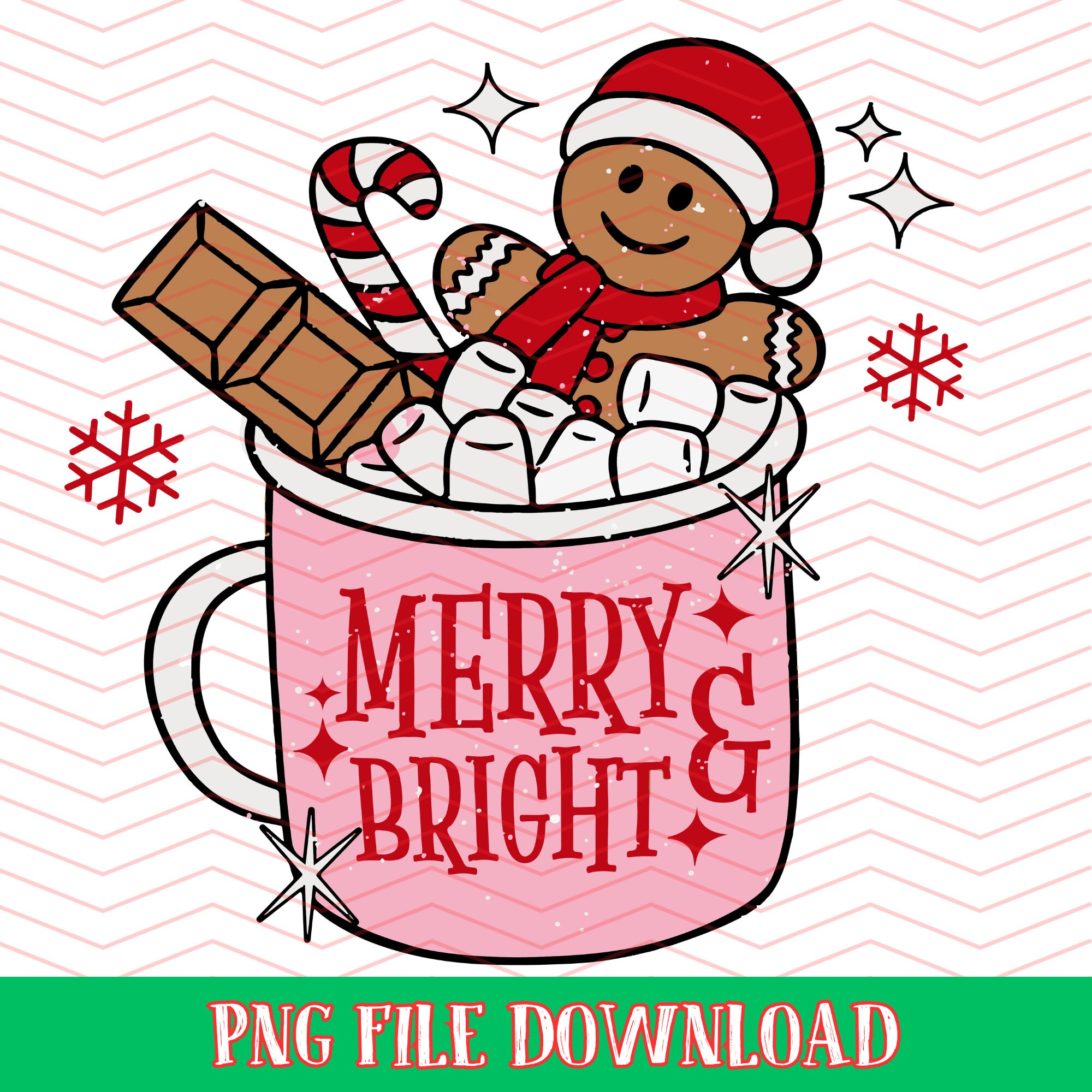 Merry & Bright Pink Christmas PNG File - Etsy