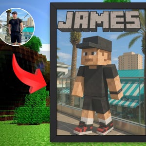 Custom Pixel Block-Style Portrait from Your Photo | Personalized Gamer Gift | Unique Digital Art Download or Print for Game Lovers