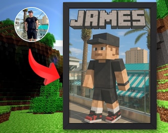 Custom Pixel Block-Style Portrait from Your Photo | Personalized Gamer Gift | Unique Digital Art Download or Print for Game Lovers