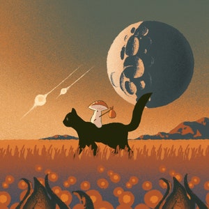 Live Sci-fi Cat & Mushroom Animated Digital Background GIF 5-pack ...