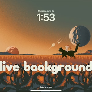 Cat & Mushroom Animated Digital Wide PC Background HD Live