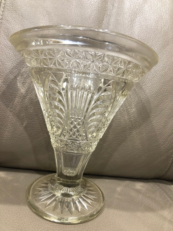 Artdeco Glass Vase From 1930s With Unusual Rim - Etsy