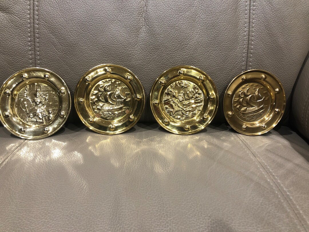 Four Vintage Brass Ornaments Etsy Australia