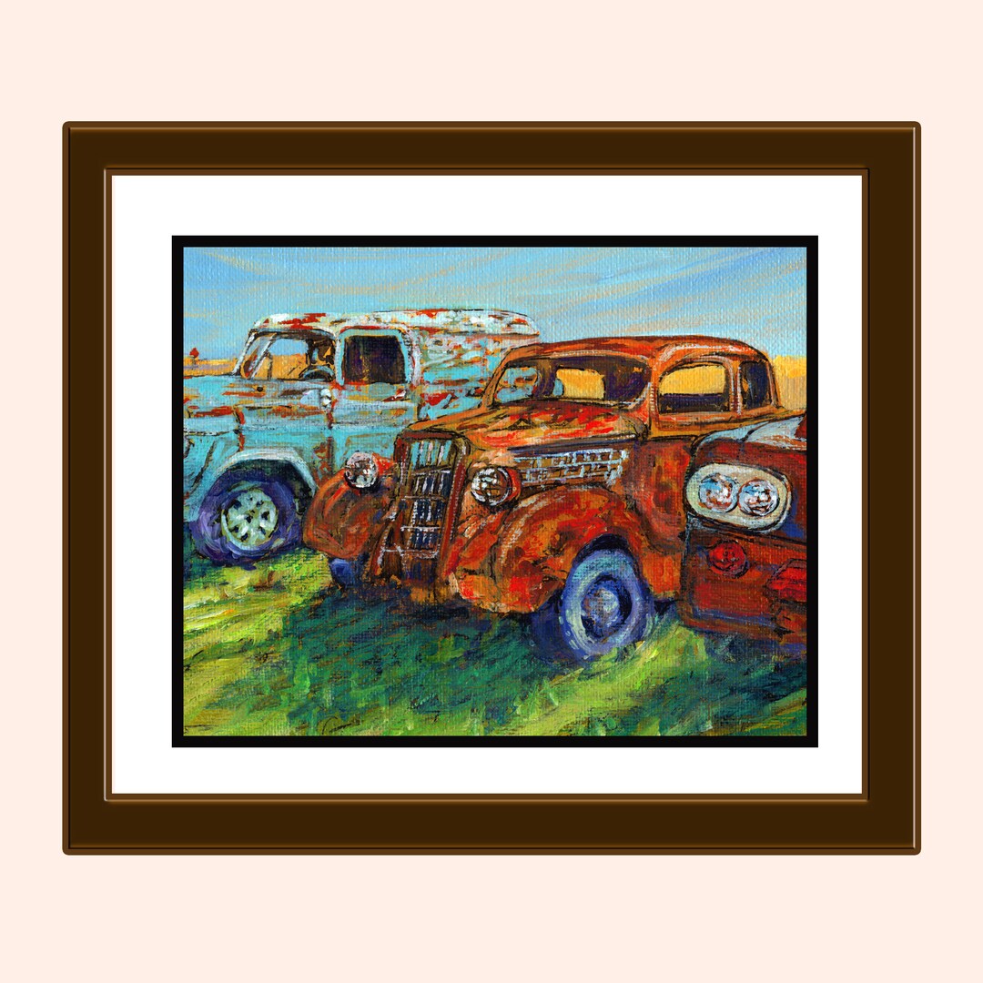 Antique Car Art Download Rusting Cars Wall Decor Vintage Car Etsy