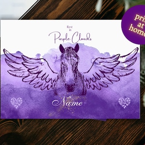 Trauerkarte PFERD digital, personalisiert, Trostgeschenk, sofort runterladen
