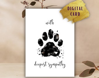 With deepest Sympathy Pet Loss Card, digital, printable,  Loss Sympathy Card, Pet Condolence Card